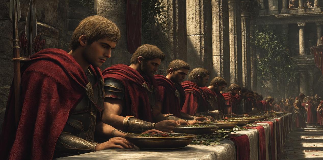 Καθημερινή ζωή των Σπαρτιατών πολεμιστών στα συσσίτια, με αυστηρή πειθαρχία και συλλογικότητα στην αρχαία Σπάρτη