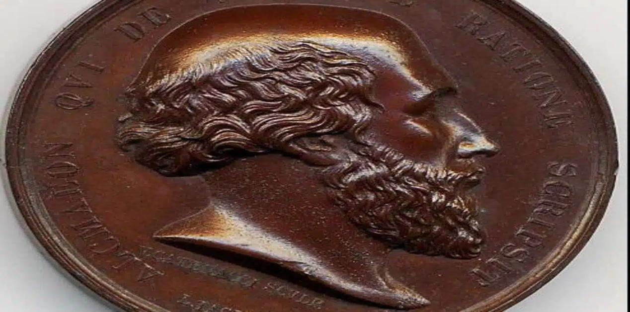 Προτομή του Αλκμαίωνα του Κροτωνιάτη σε χάλκινο μετάλλιο του 19ου αιώνα