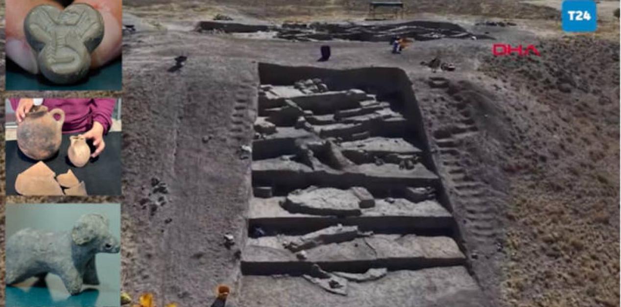 Ανασκαφές στο Καραhöyük Κόνιας με σφραγίδα αετοκέφαλου ανθρώπου, αρχαία αγγεία και παιχνίδια 3.500 ετών.