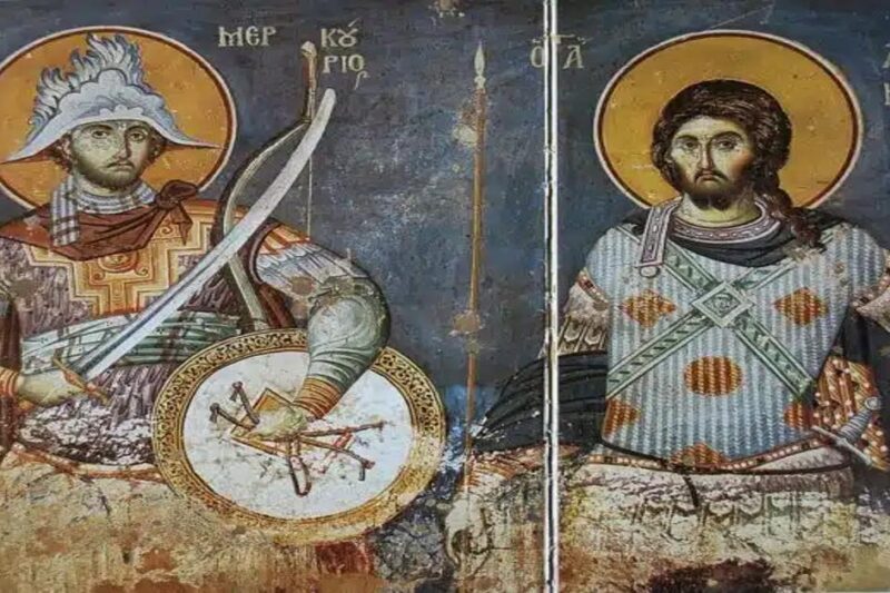 Βυζαντινοί στρατιωτικοί άγιοι σε τοιχογραφία της βυζαντινής περιόδου