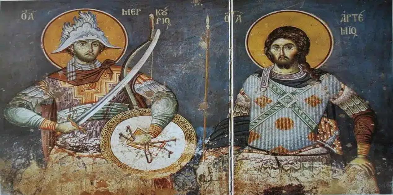 Βυζαντινοί στρατιωτικοί άγιοι σε τοιχογραφία της βυζαντινής περιόδου