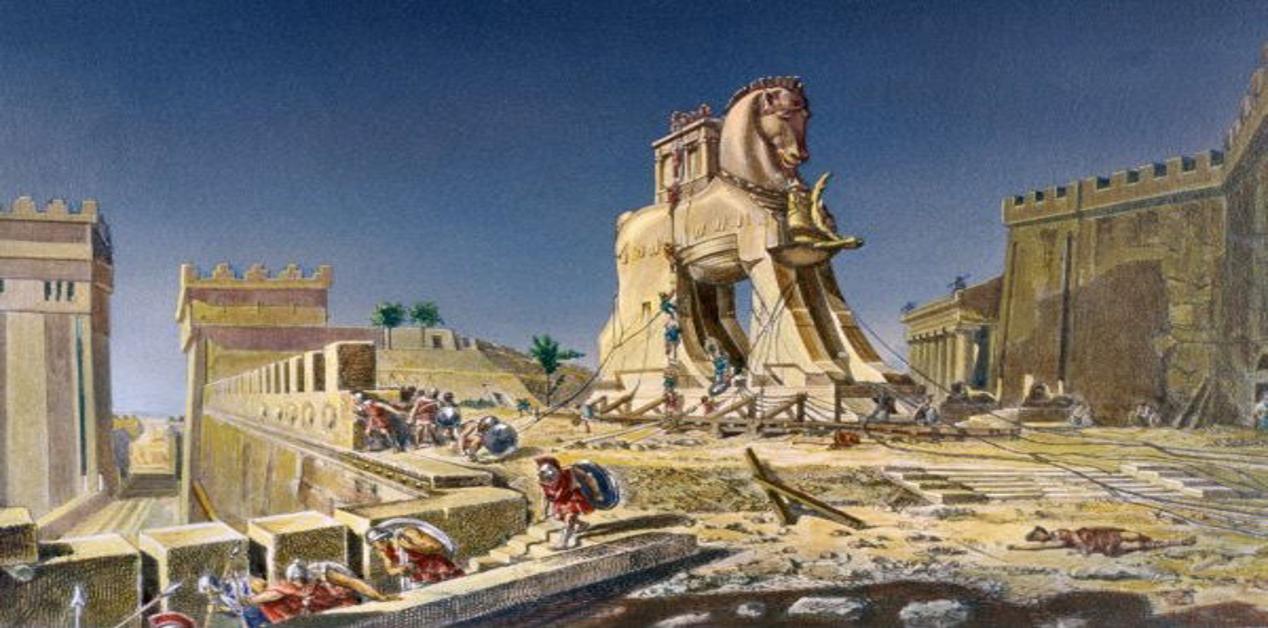 Ο Δούρειος Ίππος μπροστά από τα τείχη της Τροίας