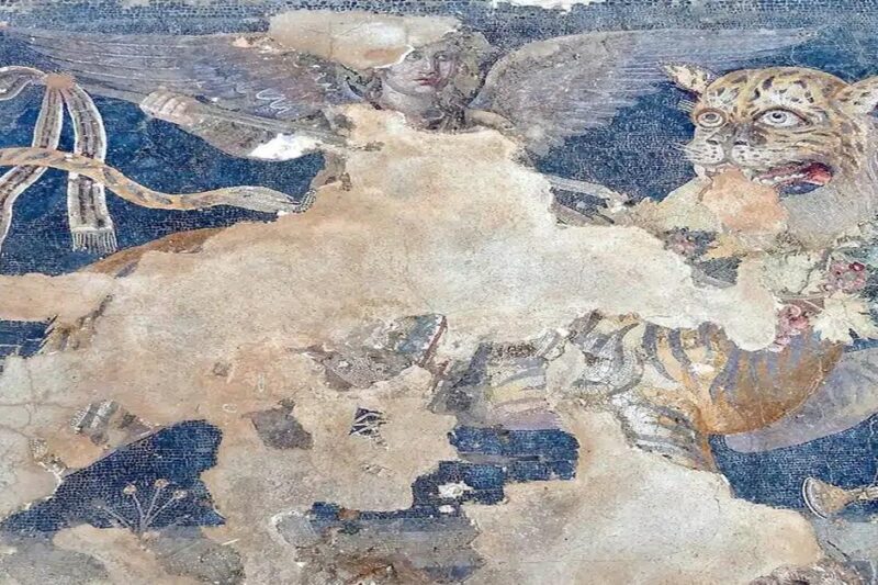 Μωσαϊκό του Διονύσου σε τίγρη από τον Οίκο του Διονύσου στη Δήλο, ελληνιστική τέχνη 2ου αιώνα π.Χ.