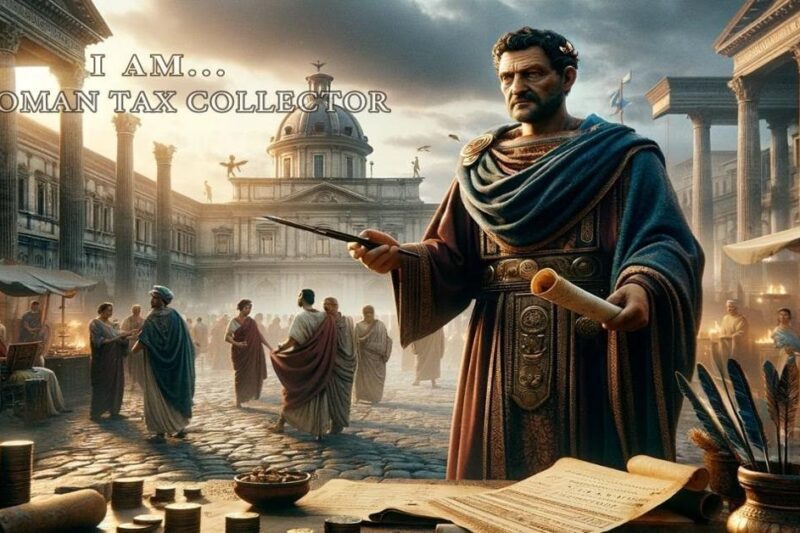 Ιουδαίος τελώνης στη Ρωμαϊκή Αυτοκρατορία μπροστά σε παπύρους και νομίσματα