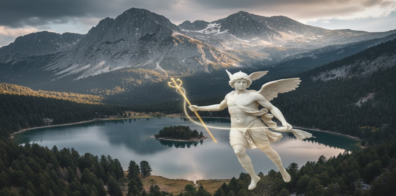 Το πανέμορφο όρος Ζήρεια, η γενέτειρα του θεού Ερμή - Ο Ερμής πετά πάνω από το όρος Ζήρεια και τη Λίμνη Δασίου, τη μυθική του γενέτειρα στην Κορινθία.