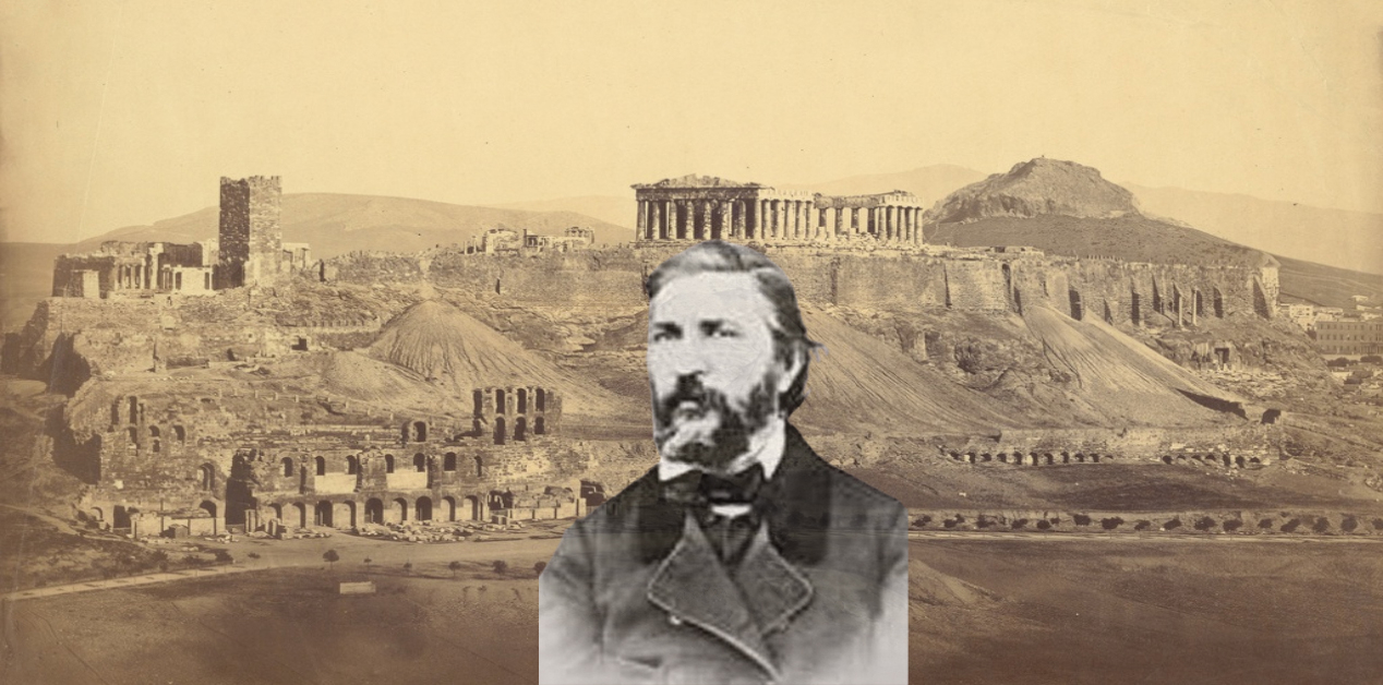 Φίλιππος Μαργαρίτης πορτραίτο, πρώτος Έλληνας φωτογράφος, φόντο Ακρόπολη Αθηνών