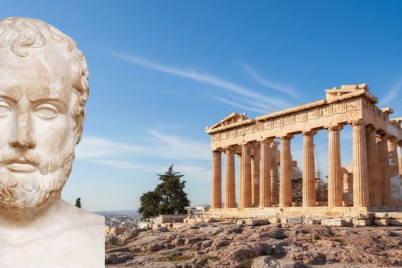 Η ζωή και το έργο του σπουδαίου Αττικού ρήτορα Αισχίνη - Προτομή του Αισχίνη μπροστά στην Ακρόπολη των Αθηνών.