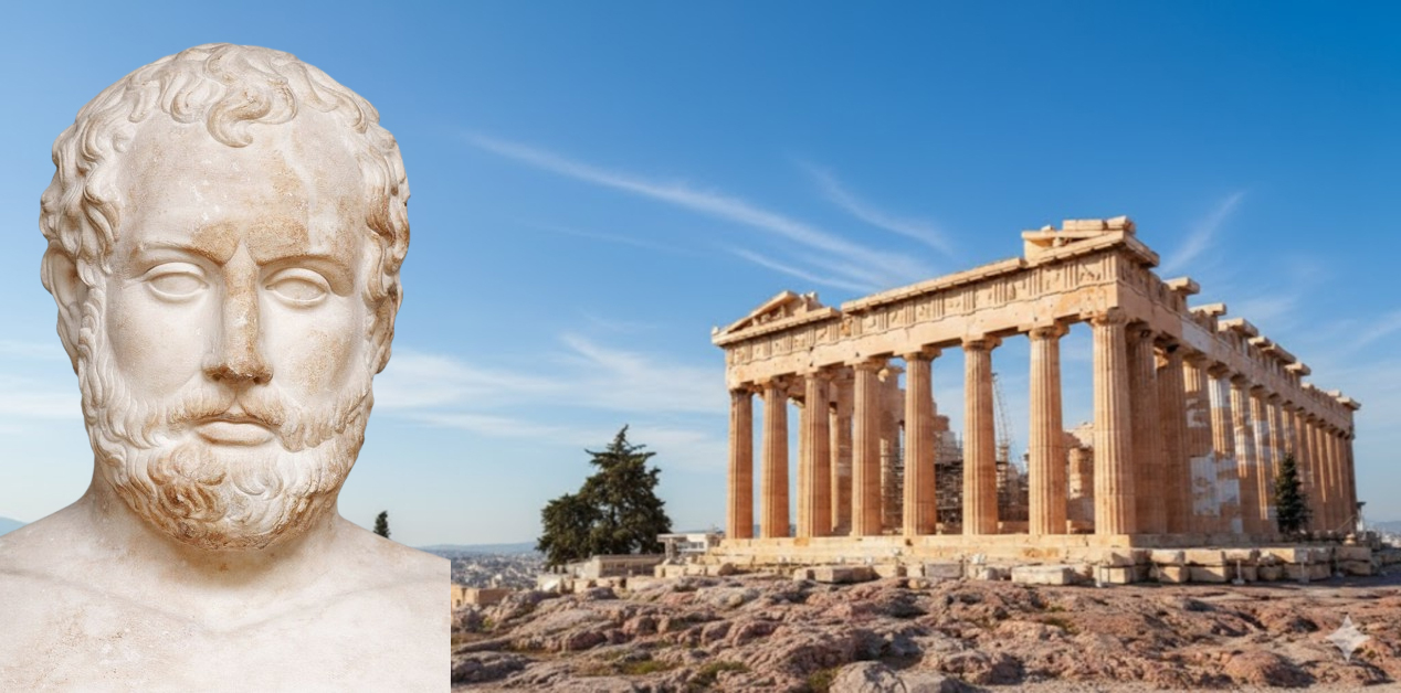 Η ζωή και το έργο του σπουδαίου Αττικού ρήτορα Αισχίνη - Προτομή του Αισχίνη μπροστά στην Ακρόπολη των Αθηνών.