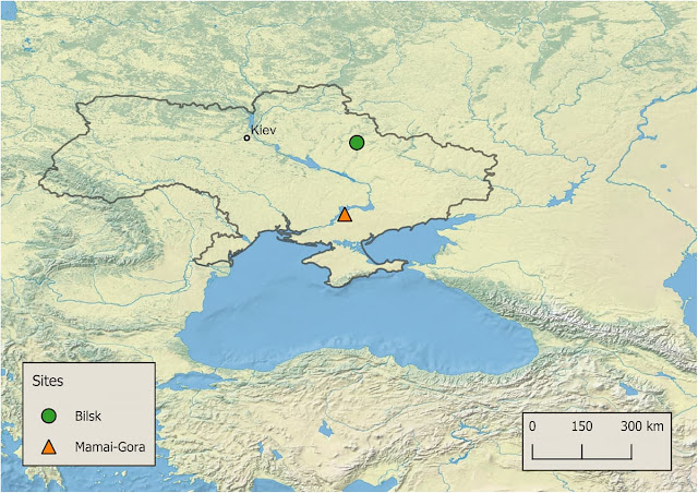 Χάρτης που δείχνει την κατανομή αρχαιολογικών χώρων της Σκυθικής εποχής στη βόρεια περιοχή της Μαύρης Θάλασσας, στη σημερινή Ουκρανία.