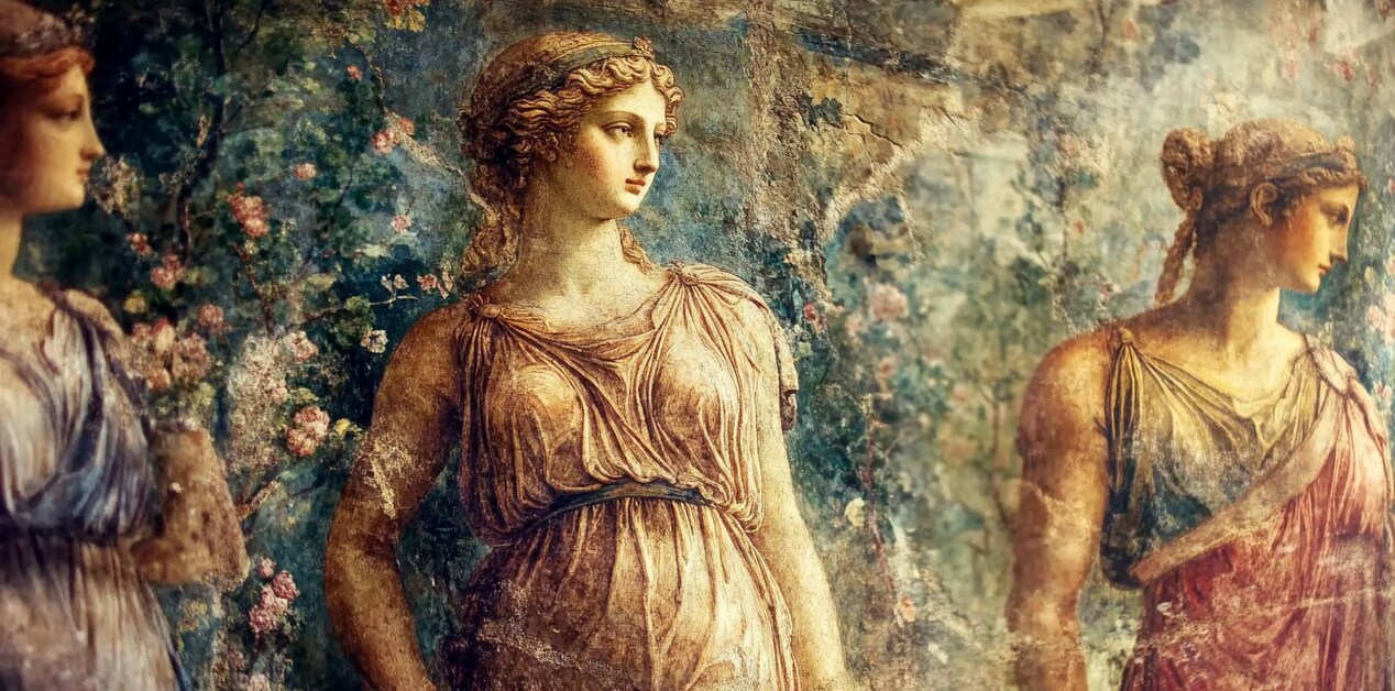 Κεντρικό διάγραμμα με τον τίτλο "ΑΓΑΠΗ ΣΤΗΝ ΕΛΛΗΝΙΚΗ ΘΡΗΣΚΕΙΑ" περιτριγυρισμένο από βασικές έννοιες όπως Φιλία, Έρως, Κοινόν, Ιεροπραξία.