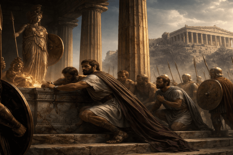 Ο Κύλων ο Αθηναίος και οι οπαδοί του ως ικέτες στον ναό της Αθηνάς στην Ακρόπολη μετά το αποτυχημένο πραξικόπημα στην αρχαία Αθήνα