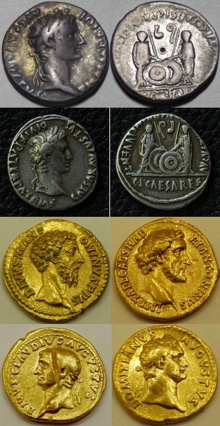 Χρυσά και ασημένια ρωμαϊκά νομίσματα που βρέθηκαν σε αρχαιολογικές ανασκαφές στην Ινδία.
