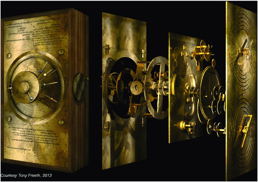 Τρισδιάστατη ψηφιακή αναπαράσταση της λειτουργίας και των γραναζιών του Μηχανισμού των Αντικυθήρων.