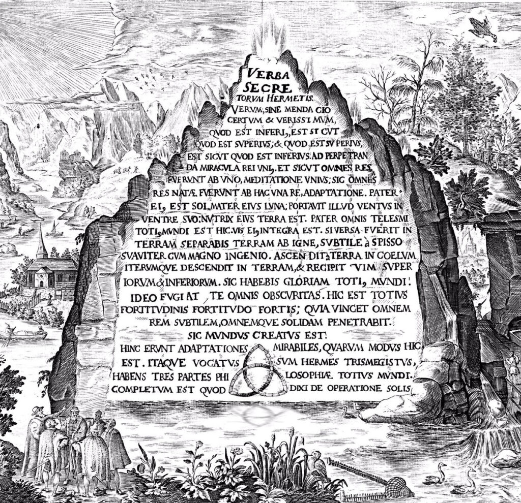 Πέτρινο μνημείο με χαραγμένα λατινικά μυστικά κείμενα του Ερμή του Τρισμέγιστου.