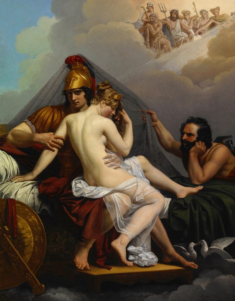 Πίνακας ζωγραφικής του Άρη και της Αφροδίτης στο κρεβάτι, έκπληκτοι από τον Ήφαιστο.
