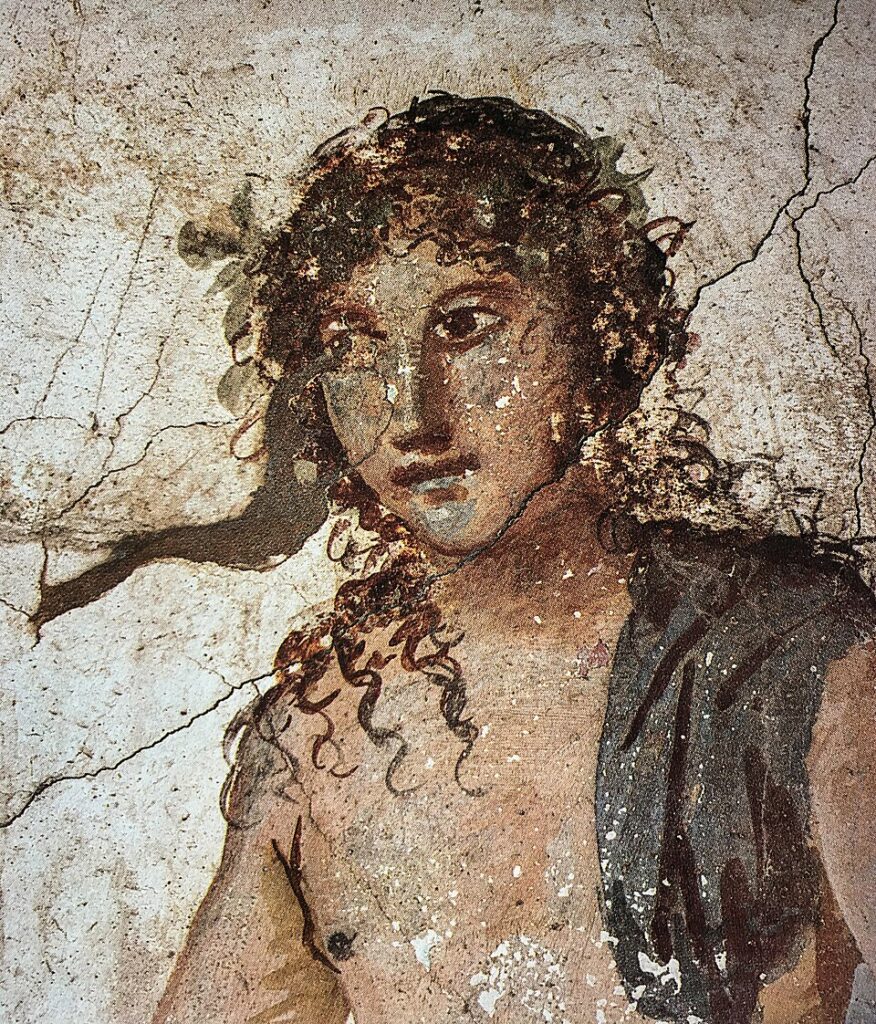 Θεός Διόνυσος: Τα Πάντα για τον Πιο Αινιγματικό Θεό του Ολύμπου 16 Αρχαία ρωμαϊκή τοιχογραφία με πορτρέτο του θεού Διονύσου από την Πομπηία.